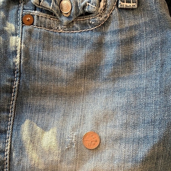 True Religion Distressed Sophie Denim Bermuda Shorts Blue Women’s Size 25 - Picture 11 of 13